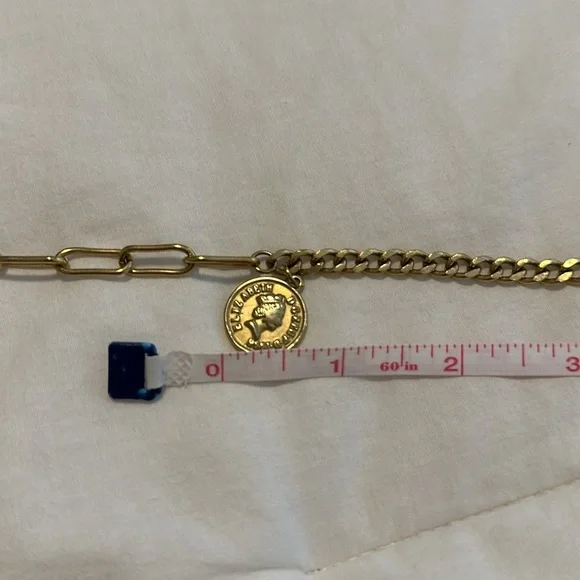 NWOT Adornia Mixed Chain Coin Necklace OS in Yellow Gold - Picture 6 of 6